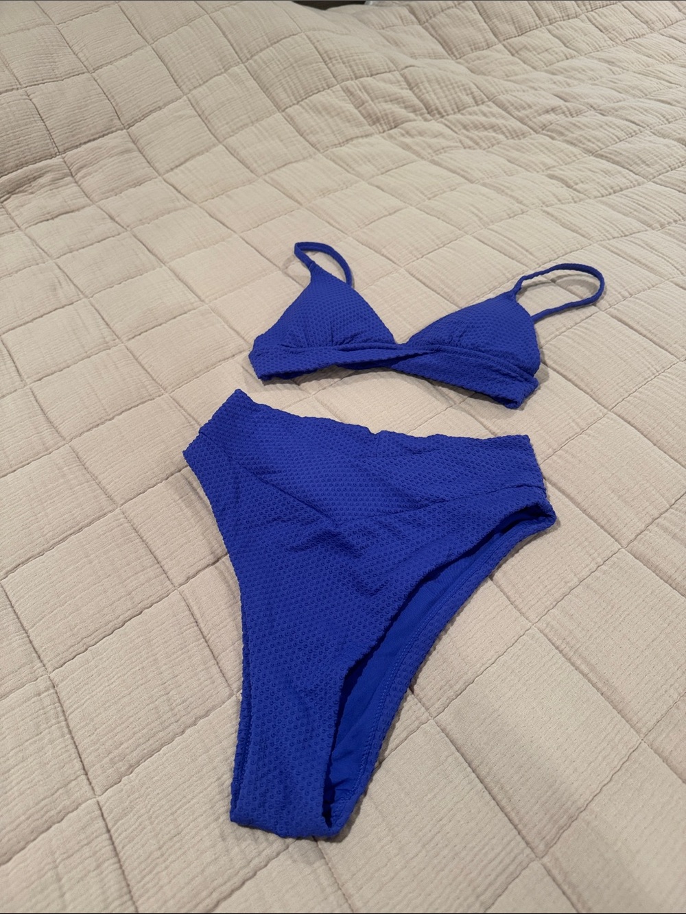 Aerie Royal Blue Textured Two-Piece Bikini